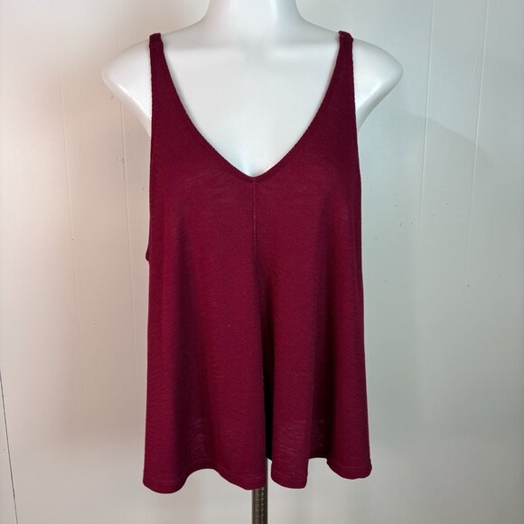 Intimately Free People Swing Tank Top Medium Burgundy V-Neck Cropped Low-Back - Picture 1 of 8